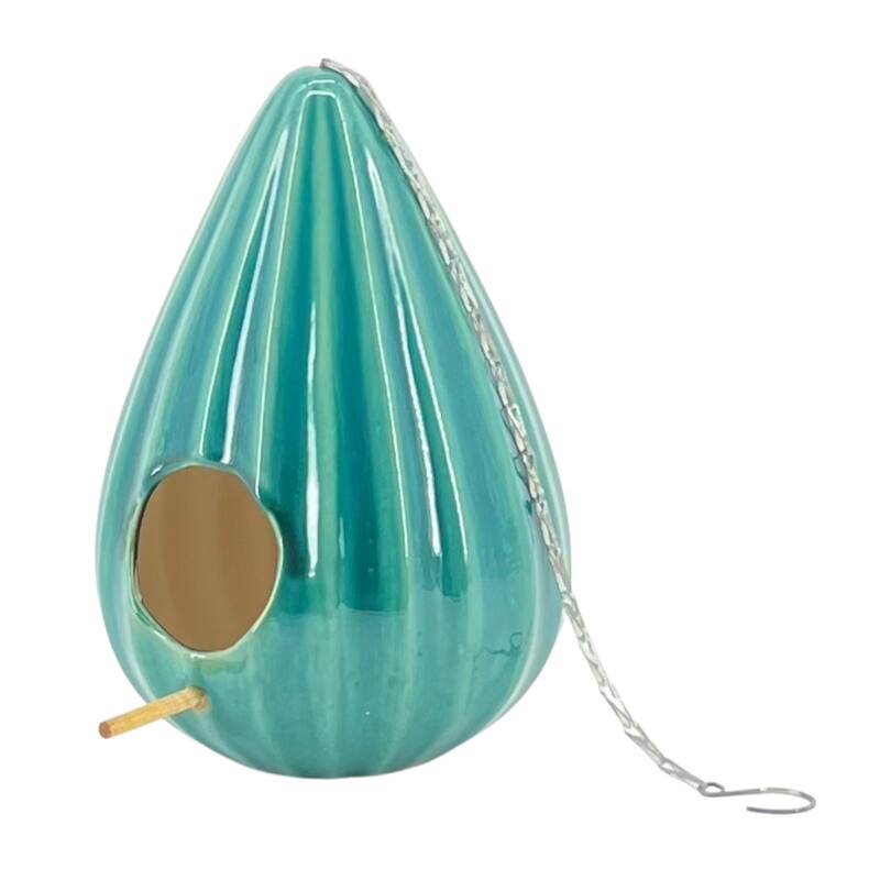 Ceramic 10-Inch Teardrop Ruffled Birdhouse