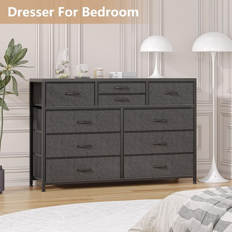10 Drawer Dresser,TV Stand Entertainment Center Fabric Storage