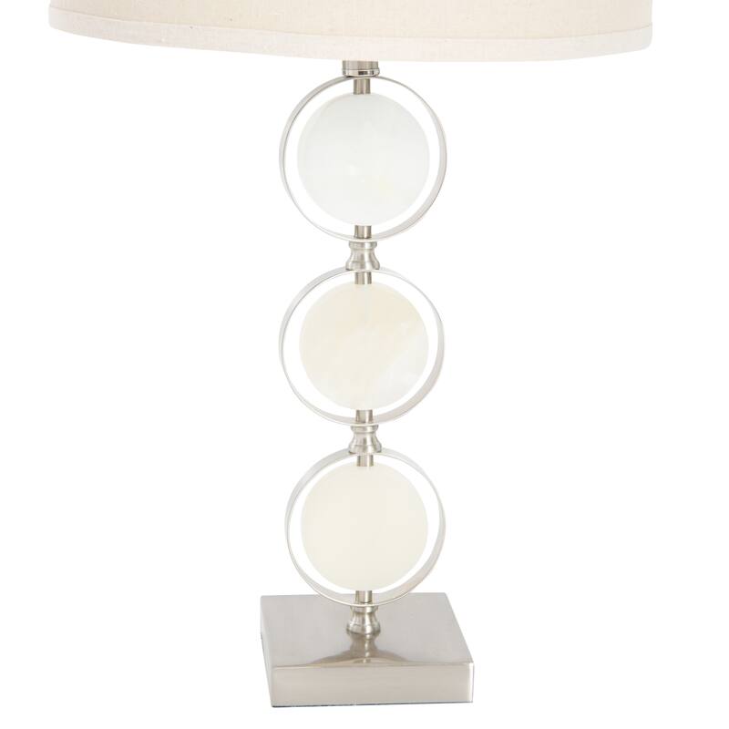 Art Deco Stacked Metal and Marble Table Lamp