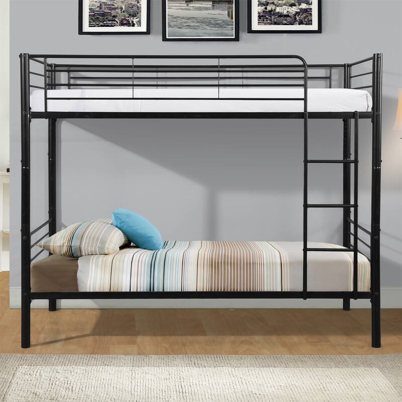 Black Twin over Twin Size Metal Bunk Bed