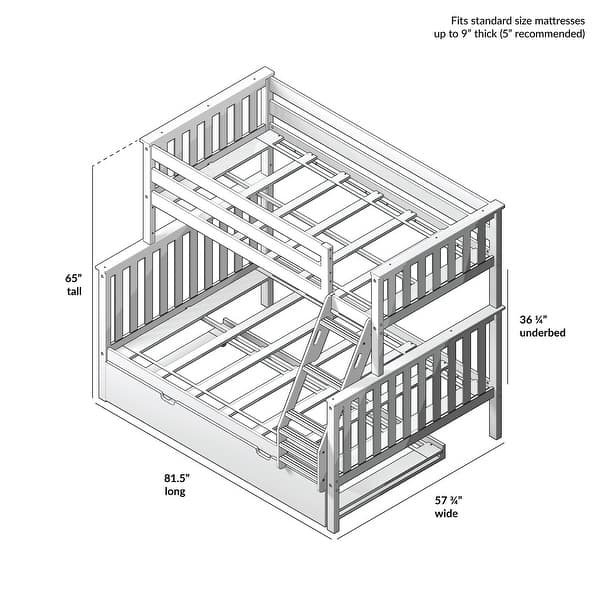 Max and Lily Twin over Full Bunk Bed with Trundle Bed - On Sale - Bed ...