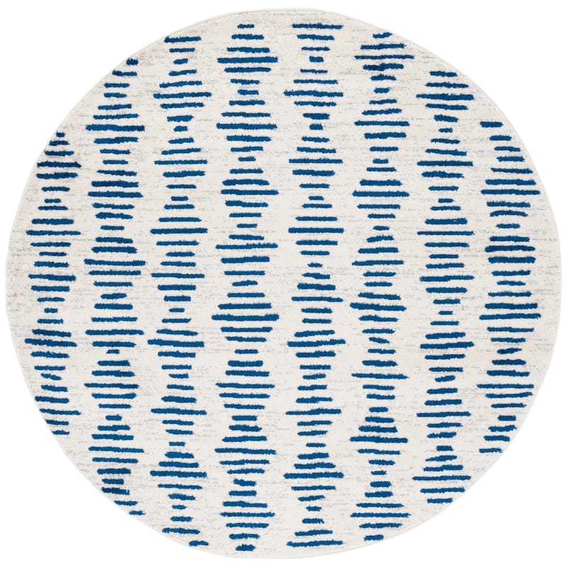 SAFAVIEH Tulum Constance Moroccan Boho Rug - 6'7" Round - Ivory/Navy