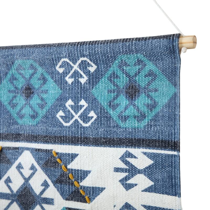 Sevita Bordered Boho Wall Hanging with Macrame Fringe