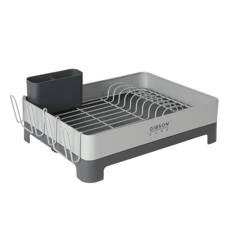 Gibson Home Nestcraft Full Size Rust Resistant Dish Rack with Drain Board and Flatware Caddy