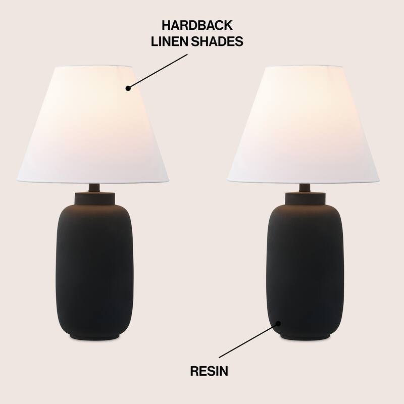 Elinore 24.5" Scandinavian Resin/Iron Ginger Jar LED Table Lamp (Set of 2), by JONATHAN Y