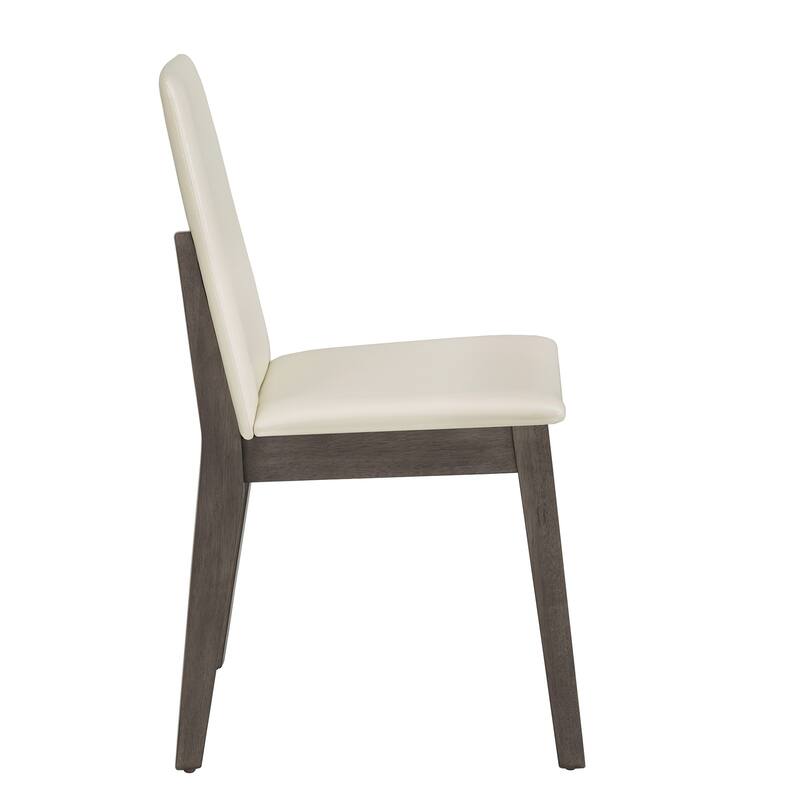 Harstad Wood Finish White Vegan Leather Dining Chair (Set of 2) by iNSPIRE Q Modern