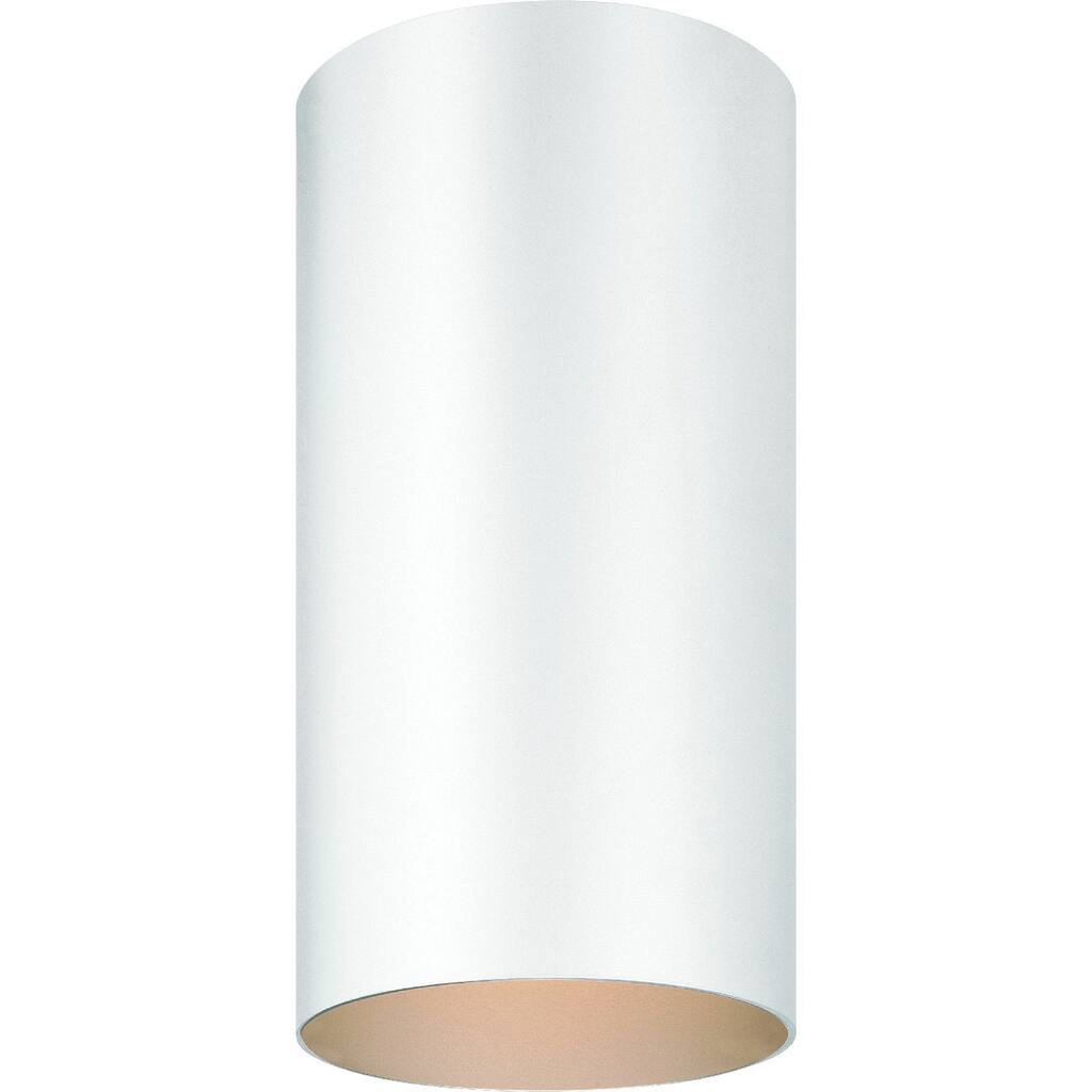Volume Lighting 1-Light White Outdoor Cylinder Flush Mount