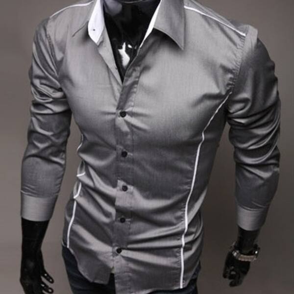 Shop Sale M 3xl Casual Shirt Slim Fit Men Shirt Long Sleeve Mens