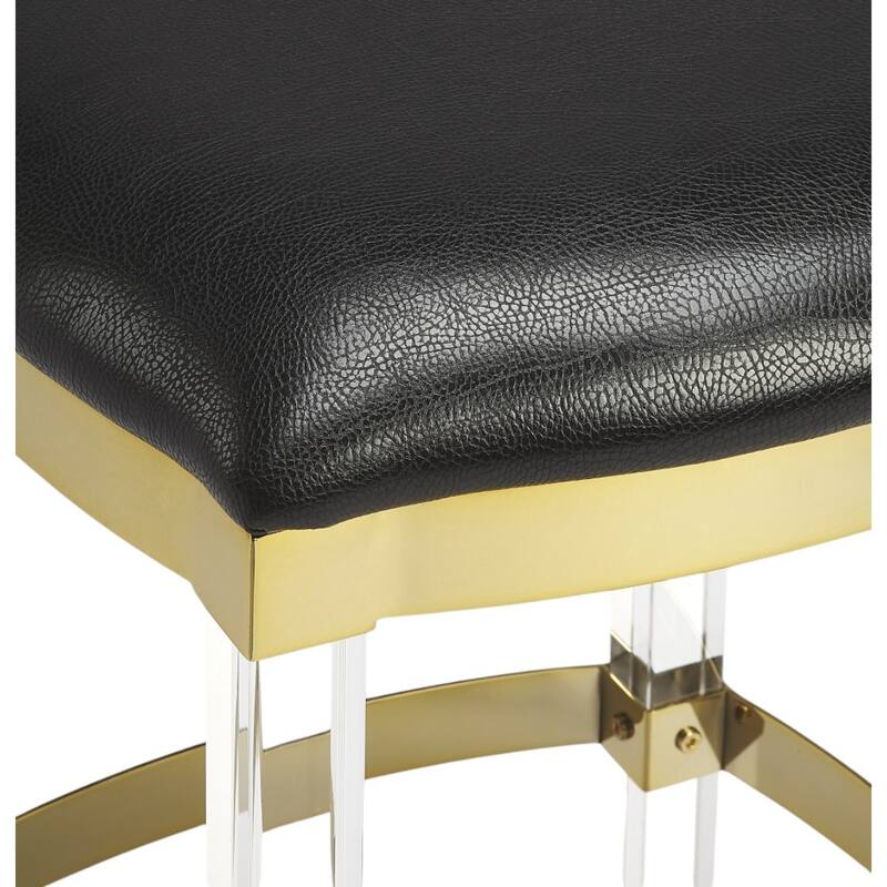Steel Backless Counter Height Bar Stool with Acrylic Frame and Footrest - 14.5” x 14.5” x 24” (D x W x H)