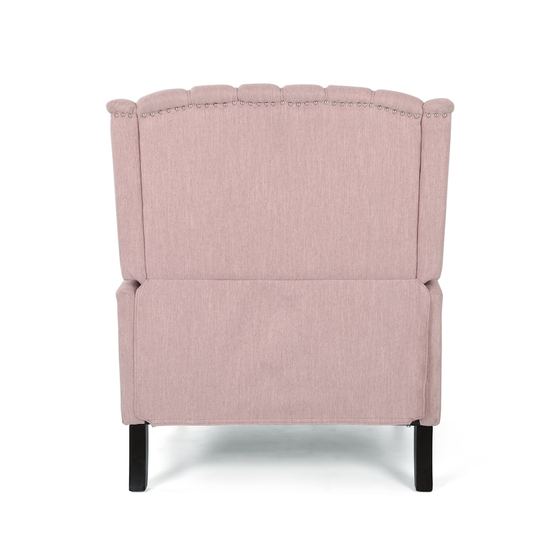 Wingback Lounge Sofa Chair, Tufted Push-Back Recliner with Nailhead Trim & Rolled Arms, Retro Living Room Chair with Wood Legs