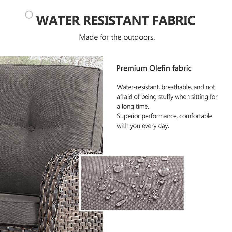 Outdoor Rocker Patio Chairs 360 ° Swivel with Ottoman