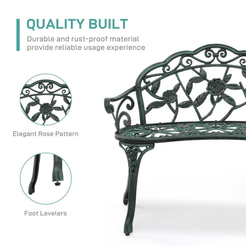 Outdoor Bronze Finish Cast Aluminum Bench