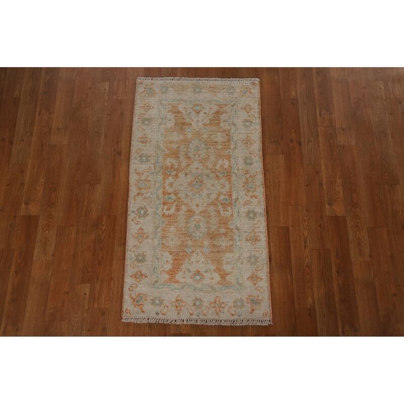 Muted Traditional Oushak Turkish Oriental Rug Wool Hand-knotted Carpet - 1'11" x 3'9"