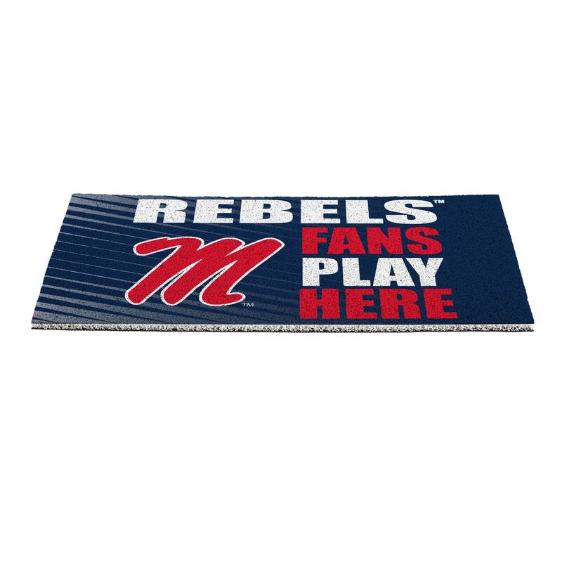 28 in. x 16 in. University of Mississippi "Fans Play Here" PVC Door Mat