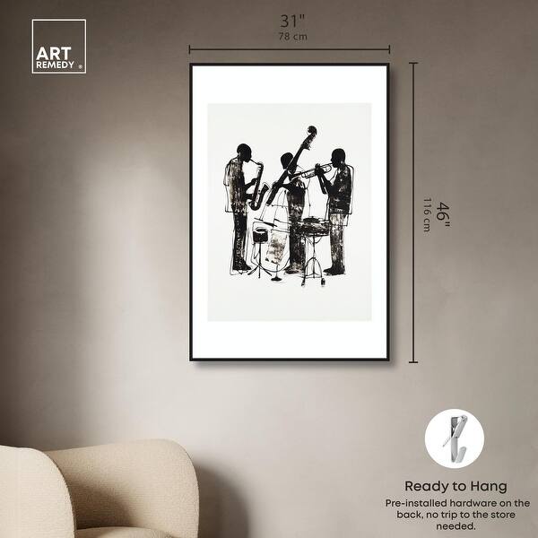 dimension image slide 8 of 24, Bebop II Black Art Canvas Print by Art Remedy