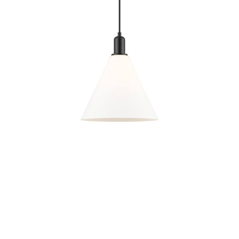 Innovations Lighting 716-1P-14-12 Berkshire Glass Pendant Berkshire - Matte Black / Matte White