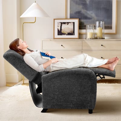 Zero-Wall Recliner - Wingback Chair with Thick Cushions & Adjustable Back, Fabric Accent for Living Room/Bedroom