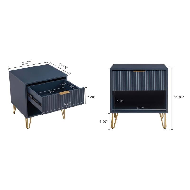 Manhattan Comfort 2-Piece Dumbo Modern Standard 3-Drawer Dresser Nightstand Set
