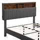 preview thumbnail 6 of 9, Full Size Upholstered Platform Bed with Storage Headboard, USB Ports and Adjustable Height, Linen Fabric Bed