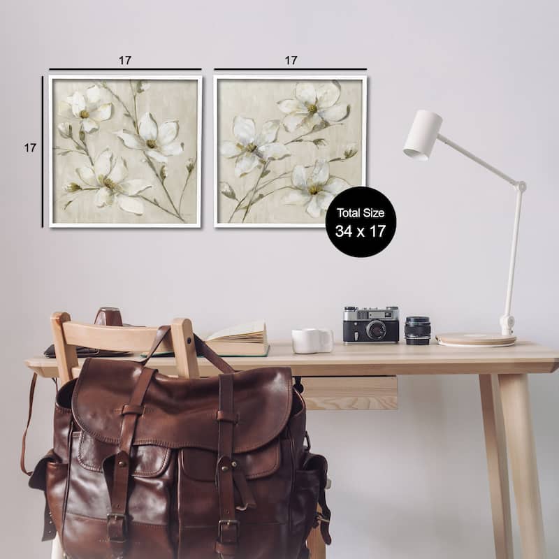 Stupell Outstretched Dogwood Branches Framed Giclee Art Design By Sally Swatland (Set of 2)