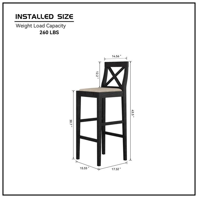 Bar Chair Counter Height Stool with Backrest