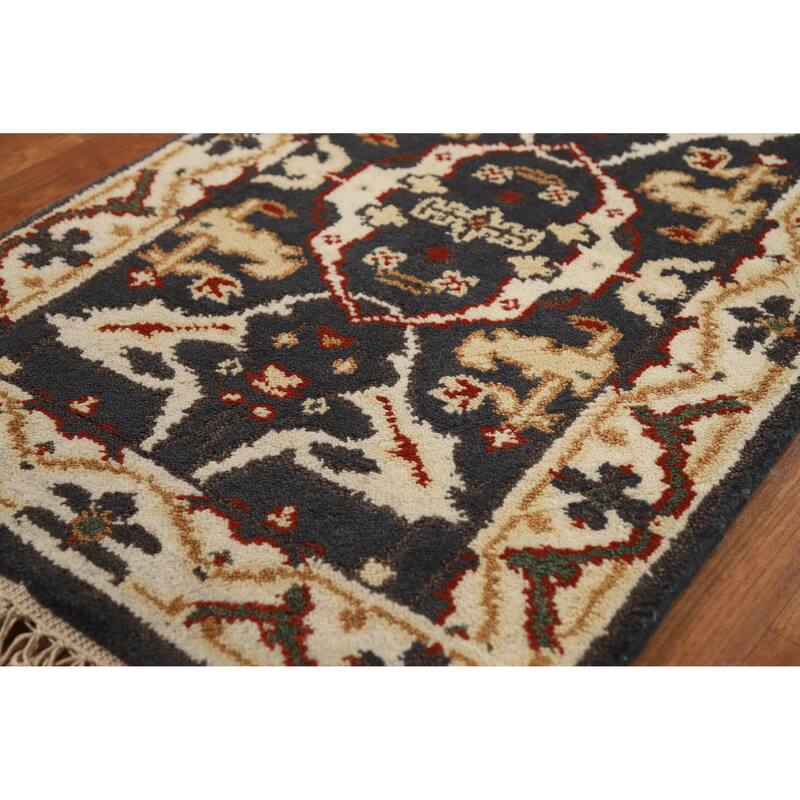 Geometric Oushak Oriental Foyer Rug Hand-Knotted Wool Carpet - 2'0"x 3'0"