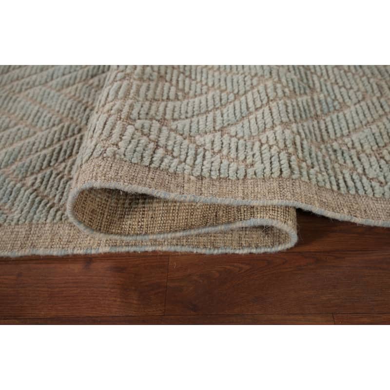 All-Over Chevron Moroccan Modern Area Rug Hand-Knotted Wool Carpet - 8'8"x 13'1"