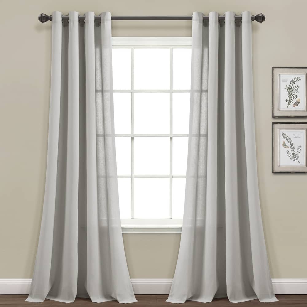 Lush Decor Faux Linen Grommet Window Curtain Panel Pair - 84" x 52"