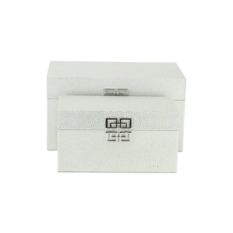 Galena White Shagreen Double Happiness Storage box Set of 2