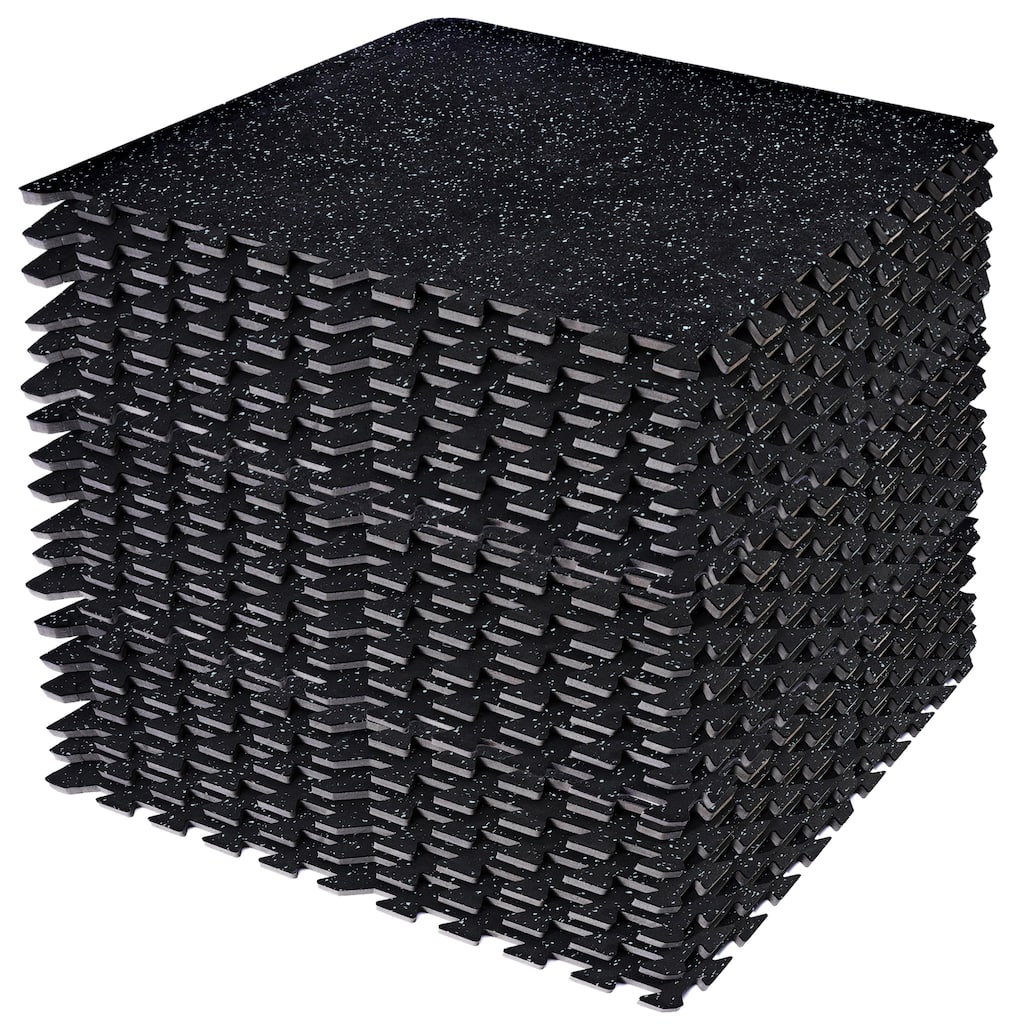 Fitness 1/2" Thick Rubber Top High Density EVA Foam Gym Flooring for Home Gym - 18 Interlocking Gym Floor Mat