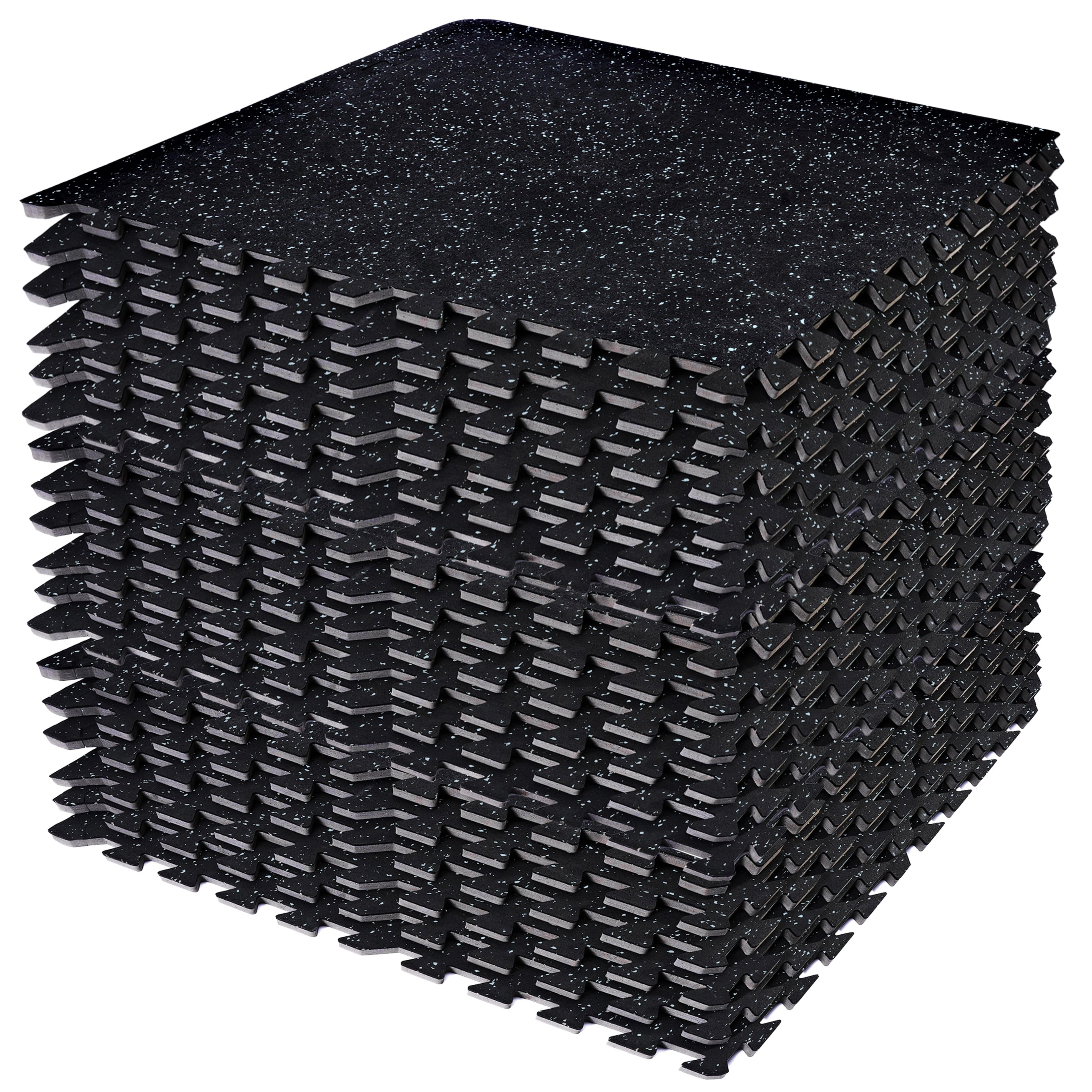 Fitness 1/2" Thick Rubber Top High Density EVA Foam Gym Flooring for Home Gym - 18 Interlocking Gym Floor Mat