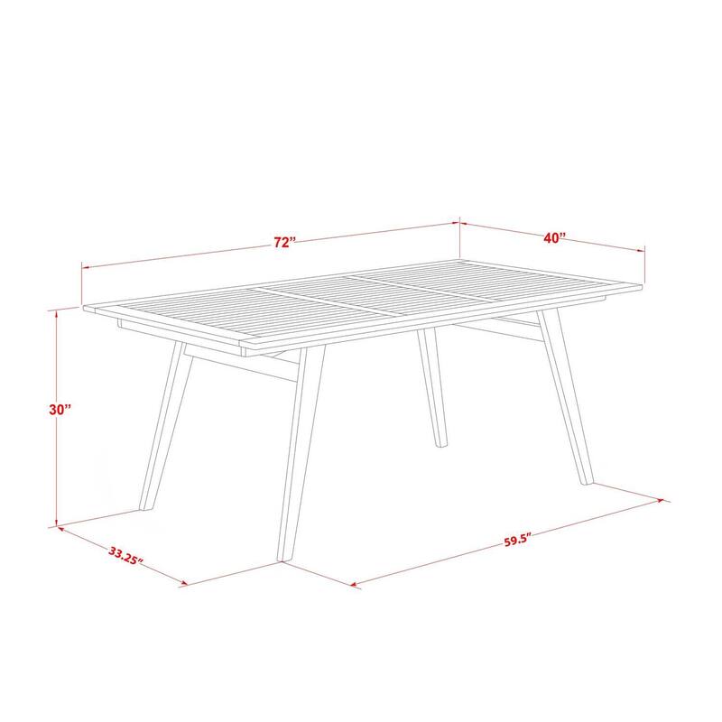 Modern 7-Piece Patio Table Set - Outdoor Dining Set with 6 Folding Chairs - Natural Wood Finish - 72