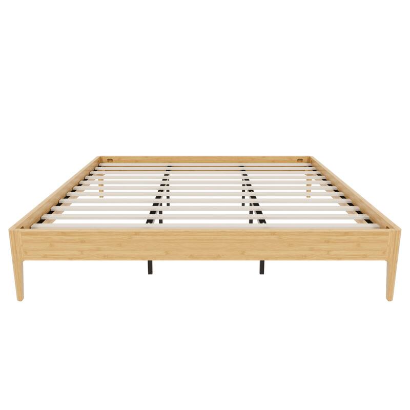 Solid Bamboo Platform Bed with Metal Support & Ample Underbed Storage by Harper&Bright Designs