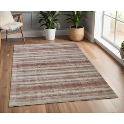 Wine Abstract Modern Woven Durable Area Rug By HomeRoots