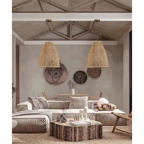 Lisbet Bohemian Rattan Pendant Light Bell Shape - 19.7" x 15.7"