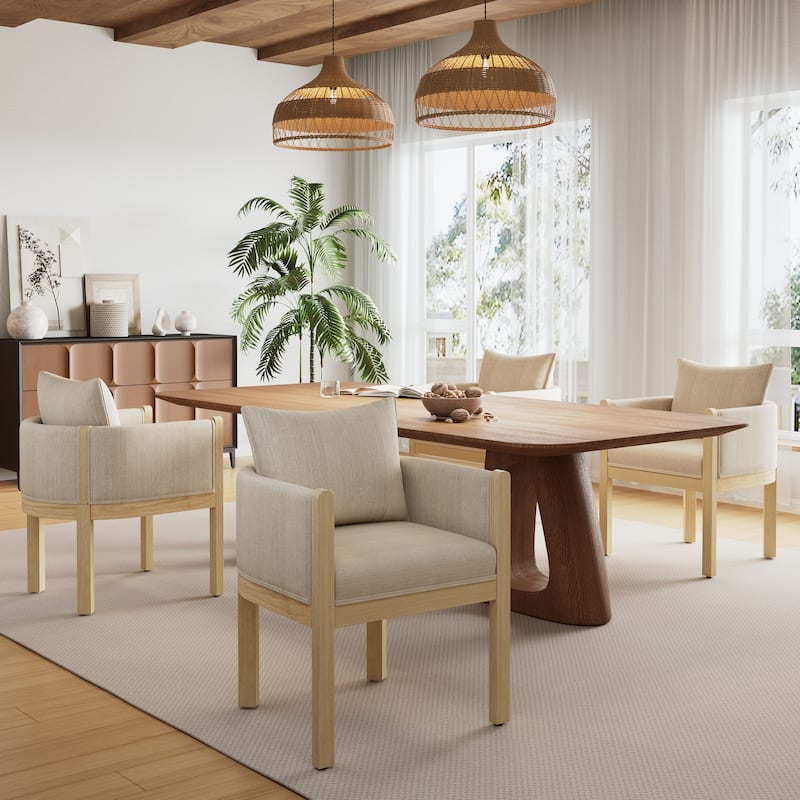 Christopher Knight Home - Callahan Linen Upholstered Dining Chair with Armrests