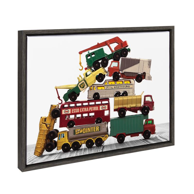 Kate and Laurel Sylvie Vintage Vehicle by Saint and Sailor Studios - 18x24 - Grey