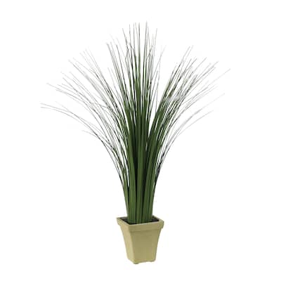 Decorative Polyester Real Like Grass with Ornamental Pot, Green