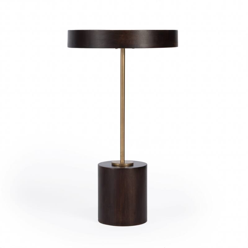 HomeRoots 22" Black And Rosegold Solid Wood Round End Table - 12' X '21.5' X '12