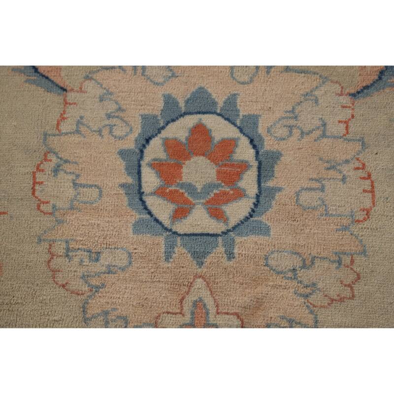 Hand Knotted Oriental 100% Wool Carpet Traditional All-Over Beige & Ivories Mahal Area Rug - 16' 6'' X 13' 0''