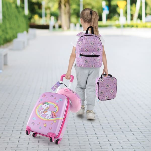 5 Piece Kids Luggage Set with Backpack, Neck Pillow, Name Tag and Lunch Bag  - 15" x 12" x 29-32" - Bed Bath & Beyond - 40839363