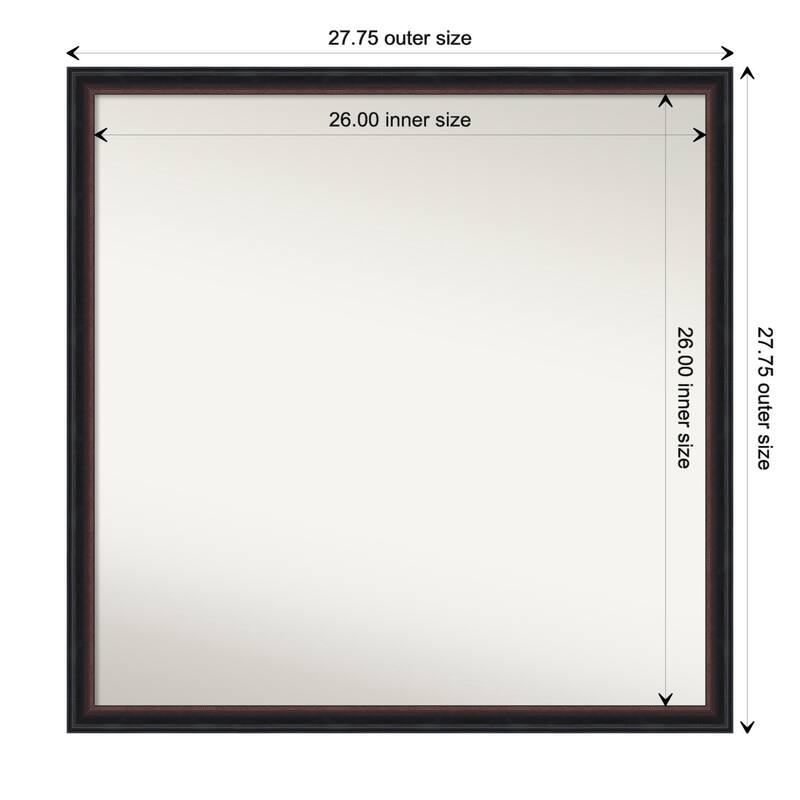 Salon Scoop Non-Beveled Wood Framed Wall Mirror - Salon Scoop Red Black - Glass Size 26x26