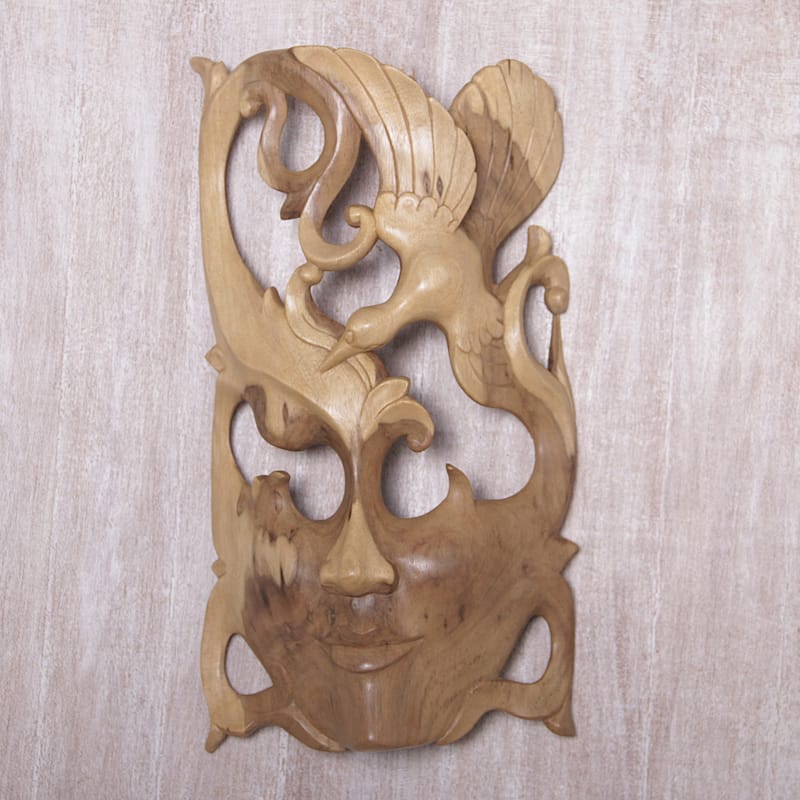 Novica Handmade Nature Soaring Wood Wall Mask