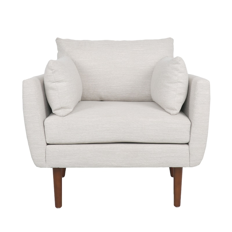 Gould Upholstered Club Chair with Accent Pillows by Christopher Knight Home - Beige/Walnut