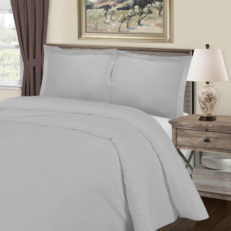 Superior ﻿﻿Cotton Blend Thread Count 1000TC Duvet Cover Set (Set of 3) - Light Grey - King - Cal King