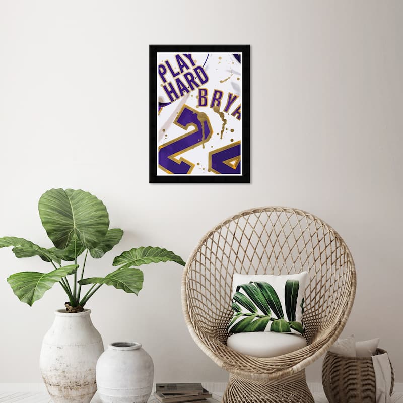 Wynwood Studio Prints Sports and Teams Play Hard Basketball Jersey White and Modern & Contemporary Wall Art Canvas Print - Black