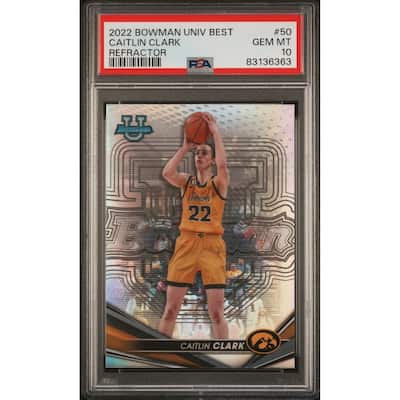 Caitlin Clark 2022 Bowman University Best Refractor Rookie Card #50 PSA 10 - 8'6" x 11'6"
