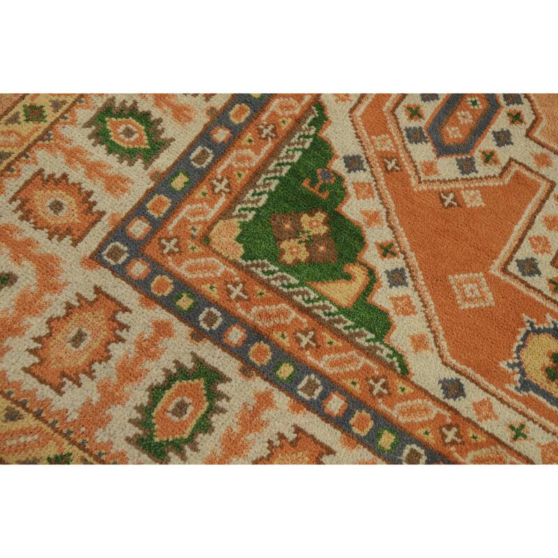 Handmade Geometric Kazak Indian Area Rug Handmade Wool Carpet - 11' 10'' X 8' 9''