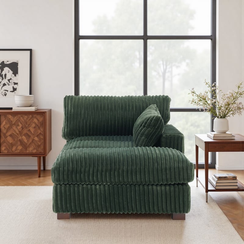 Modren Plush Upholstered Coner Chair and Ottoman Set