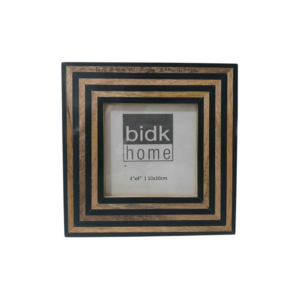 Tiles Square Picture Frame - for 4" x 4" Photo - Black and Brown